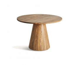 Luxusný okrúhly jedálenský stôl Malen vo vidieckom štýle s moderným nádychom z masívneho dreva v hnedej farbe 120 cm 