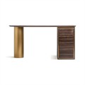 Luxusný art deco drevený písací stôl so štyrmi zásuvkami Lea so zlatou kovovou nohou s glamour nádychom 150 cm