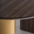 Luxusný art deco drevený písací stôl so štyrmi zásuvkami Lea so zlatou kovovou nohou s glamour nádychom 150 cm
