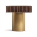 Dizajnový príručný stolík Lea v art deco štýle v čokoládovej hnedej farbe so zlatou kovovou podstavou s glamour nádychom 53 cm