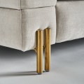 Luxusná čalúnená Art-deco sedačka Krevitz s prešívaným poťahom v sivo-bielej farbe so zlatými nožičkami 235cm 