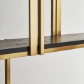 Luxusný art deco regál Midas so šiestimi policami so zlatou kovovou konštrukciou s lineárny zdobením 240 cm