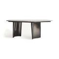 Luxusný konferenčný stolík Niebla s asymetrickou mramorovou doskou a modernými nožičkami so zvlneným dizajnom sivá 100 cm