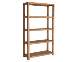 Luxusný moderný regál Elmond so štyrmi policami z bukového dreva v prírodnej svetlej hnedej farbe s kresbou letokruhov 206 cm