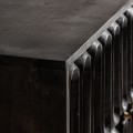 Luxusný art deco televízny stolík Eclair so štyrmi dvierkami s ozdobným reliéfom a zlatými nožičkami čokoládová hnedá 200 cm