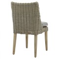 Luxusná ratanová jedálenská stolička Ratis béžovej farby a s drevenými nožičkami hnedej farby so sedacím vankúšom 90 cm