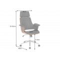 Dizajnová kožená otočná kancelárska stolička Madison s drevenými prvkami na kolieskach hnedá čierna 64 cm