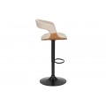 Dizajnová retro otočná barová stolička Norwich so svetlým béžovým čalúnením a výškovo nastaviteľnou nohou 58 cm