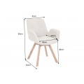 Dizajnová moderná otočná stolička Gothenborg so svetlým béžový buklé čalúnením a s opierkami na ruky 61 cm