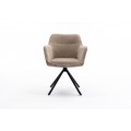 Moderne otočné kreslo Kristal Sand so champagne béžovým zamatovým poťahom a čiernymi kovovými nožičkami 80cm