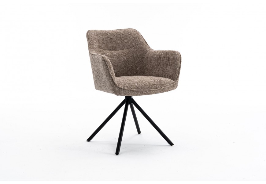 Moderne otočné kreslo Kristal Sand II s champagne béžovou poťahovou latkou a čiernymi kovovými nožičkami 80cm