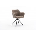 Moderne otočné kreslo Kristal Sand II s champagne béžovou poťahovou latkou a čiernymi kovovými nožičkami 80cm
