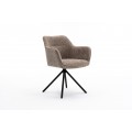 Moderne otočné kreslo Kristal Sand II s champagne béžovou poťahovou latkou a čiernymi kovovými nožičkami 80cm