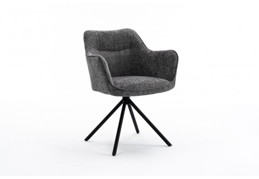 Moderná dizajnová otočná stolička Kristal Graphite s tmavým sivým čalúnením a kovovými nožičkami 80 cm