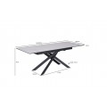 Industriálny obdĺžnikový rozkladací jedálenský stôl Tramontana s čiernymi prekríženými nožičkami bielou mramorovou doskou 160 cm