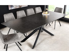 Moderný rozkladací obdĺžnikový jedálenský stôl Tramontana s prekríženými nožičkami a antracitovou čiernou vrchnou doskou 160 cm