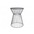 Industriálny okrúhly príručný stolík Esme s dizajnovou podstavou so siluetou presýpacích hodín grafitová čierna 45 cm