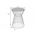 Industriálny okrúhly príručný stolík Esme s dizajnovou podstavou so siluetou presýpacích hodín grafitová čierna 45 cm
