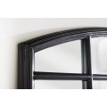 Industriálne nástenné zrkadlo Castillo s čiernym rámom s dizajnom oblúkového okna 120 cm
