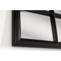 Industriálne nástenné zrkadlo Castillo s čiernym rámom s dizajnom oblúkového okna 120 cm