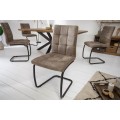 Dizajnová nadčasová jedálenská stolička Issoires poťahom z mikrovlákna šedohnedej farby s konštrukciou z kovu