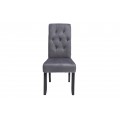 Moderná sivá zamatová jedálenská stolička Valentino s prešívaným vysokým operadlom s gombíkmi a čiernymi nožička 108 cm 