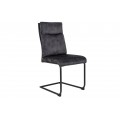 Dizajnová jedálenská stolička Vitto s tmavo sivým čalúnením s kovovými nožičkami v čiernom farebnom prevedení