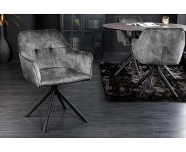 Dizajnová otočná kancelárska stolička Devon s tmavosivým čalúnením a s čiernymi šikmými nohami z kovu 83cm
