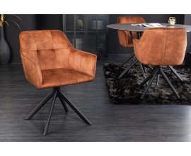 Industriálna moderná otočná stolička Devon s hnedým zamatovým čalúnením a s čiernymi nohami z kovu 83cm