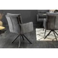 Moderná otočná jedálenská stolička Laggan s čiernymi nohami a antracitovým poťahom 90cm