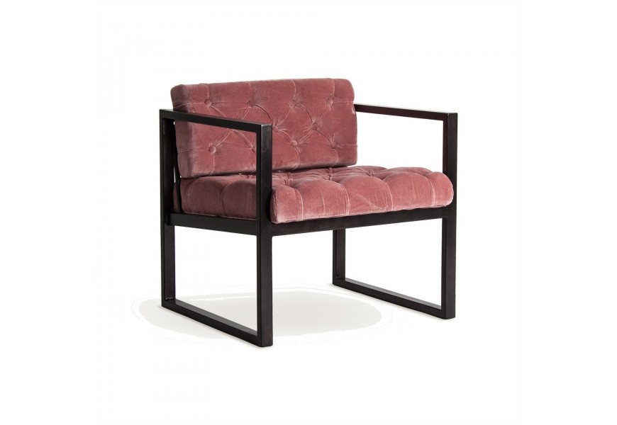 Chesterfield kreslo Alvaro v ružovej farbe 70cm