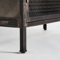 Luxusná industriálna skriňa Oliver s dvojitými dvierkami s kovovým výpletom s kosoštvorcovým vzorom čierna 201 cm