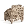 Luxusné etno záhradné kreslo Samalona z teakového dreva s dizajnom prepletených konárov svetlá hnedá 80 cm