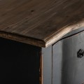 Luxusná vintage komoda Zena Noir s tromi zásuvkami s čiernym starožitným náterom a prírodnou hnedou vrchnou doskou 110 cm