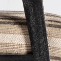Luxusné dizajnové kreslo Asta s prúžkovaným čalúnením v odtieňoch hnedej a s čiernym dreveným rámom 73 cm