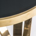 Luxusný art deco okrúhly konferenčný stolík Arossia s dizajnovou podstavou v tvare troch obručí čierna zlatá 60 cm