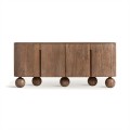 Luxusný štvordverový drevený príborník Palawan s guľatými nožičkami v svetlej hnedej farbe 180 cm
