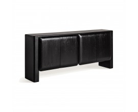 Luxusný štvordverový príborník Alaric z mangového dreva s dizajnom čalúnených vankúšov čierna 190 cm