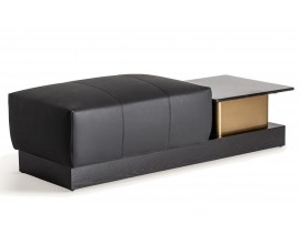 Luxusný moderný príručný stolík s taburetkou Concepto na drevenom podstavci s mramorovou vrchnou doskou čierna 156 cm