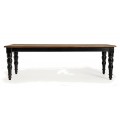 Luxusný vintage obdĺžnikový jedálenský stôl Zena Noir s vyrezávanými čiernymi nohami a svetlou hnedou vrchnou doskou 250 cm