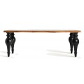 Luxusný vintage obdĺžnikový jedálenský stôl Zena Noir s čiernymi vyrezávanými nožičkami a masívnou vrchnou doskou 220 cm