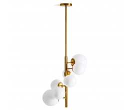 Luxusný art deco luster Sally so siedmimi sklenenými guľami na zlatej kovovej konštrukcii 125 cm