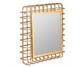 Luxusné zlaté art deco otočné nástenné zrkadlo Philip s rámom s drôteným dizajnom 76 cm