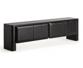 Luxusný moderný čierny TV stolík Alaric so štyrmi dvierkami so zaoblenými hranami 200 cm