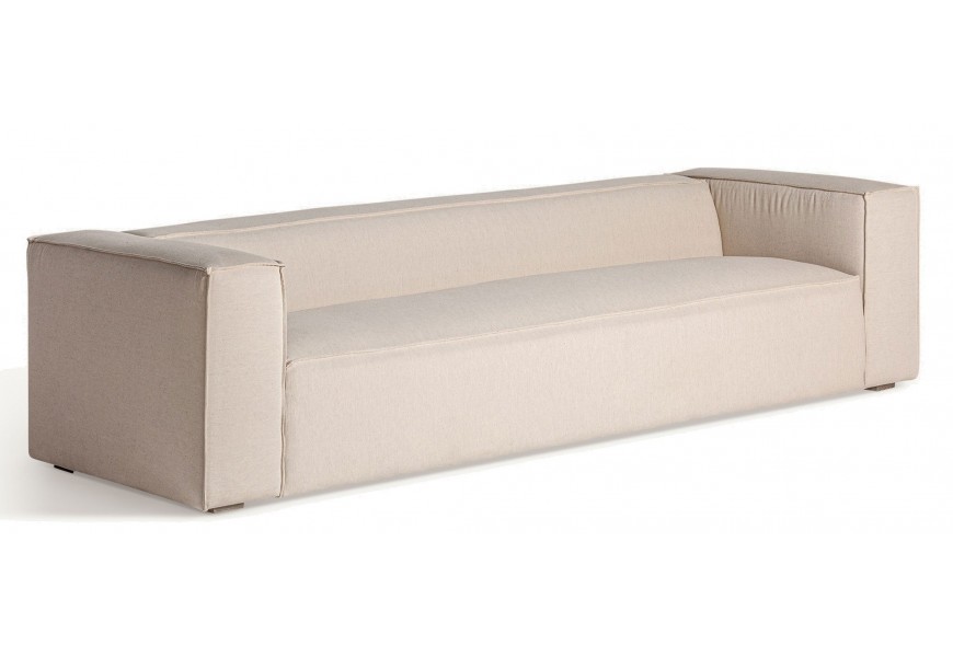 Moderná trojsedačka Krakau v off-white bielej farbe s čalúnením z ľanu a bavlny