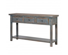 Štýlová vintage konzola Verda blue 160cm s tromi zásuvkami