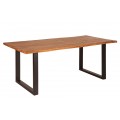 Masívny industriálny jedálenský stôl Mammut s vrchnou doskou z akáciového dreva v medovej hnedej farbe 160 cm