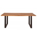 Industriálny medovo hnedý obdĺžnikový jedálenský stôl Mammut s vrchnou doskou z masívneho akáciového dreva 200 cm