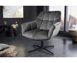 Dizajnová otočná nastaviteľná stolička Mariposa s čalúneným poťahom v sivej farbe s výškovo nastaviteľnou nohou v čiernej farbe