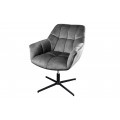 Dizajnová otočná stolička Mariposa s výškovo nastaviteľnou nohou v čiernej farbe a s textilným poťahom v sivej farbe s prešívaním